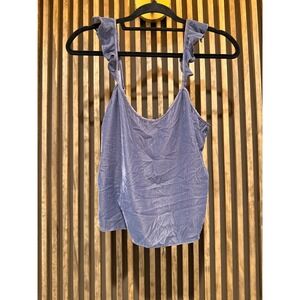 Victoria's Secret Cami Top Ruffle Strap Sleeveless Tank‎ Blouse Blue Gray